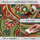 Arenarug Paisley Waterproof Outdoor Rug 9x12, UV Resistant, Terracotta | Machine Washable, Easy to Clean, Non Slip, Faux Linen Outdoor Carpet for Patio, Deck Balcony Backyard
