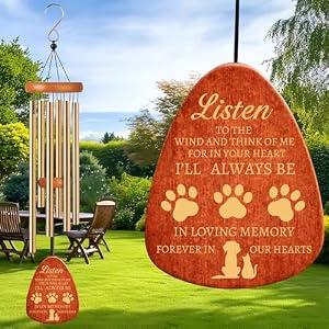 Wind Chimes for Loss of Pet Dog, Pet Dog Memorial Wind Chime - in Loving Memory of Lost Dog - Loss of Pet Remembrance/ Sympathy/ Passing Away Gift for Dog - Pet Memorial Windchime! (Champagne Gold, 26")