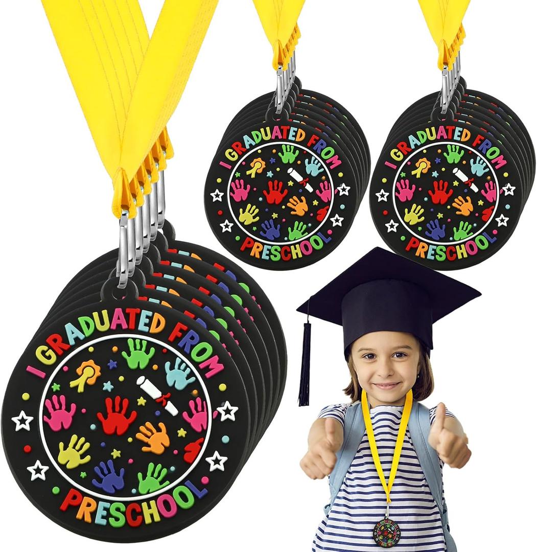 Blueweenly 48 Pcs Graduation Medal for Kids Award Medals with Neck Ribbon Graduation Gifts Bulk for Students Party Favors Supplies - 2 Inch