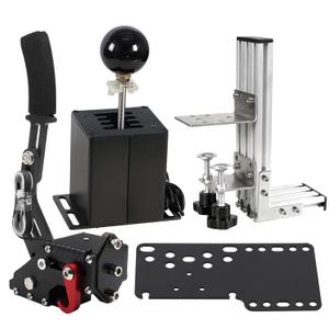 PC USB Simulator Shifter 64 Bit Handbrake with Clamp L Shape Lever Kit Compatible with G29 G27 G25 G920 T300RS/GT Steering Wheel Sequential H Gear Shifter Compatible with ATS ETS Dust WRC Sim Racing Games 6+R Black