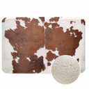 Lungtao Cowhide Bath Mat for Bathroom Farm Animal Brown Cowhide Print Cow Bath Rugs Door Mat Non Slip Rubber Backed Bathroom Floor Mat for Bathtub Sink Shower 20"X32"