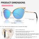 GQUEEN Trendy Oversized Sunglasses for Women Polarized Cat Eye Cute UV400 Protection (Trendy Gold Frame/Blue Mirrored Lens)