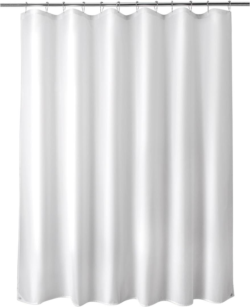 Titanker Extra Long Shower Curtain Liner Washable, 72 x 84 Inches, White Shower Liner Fabric with 2 Magnets, Waterproof Bathroom Long Shower Liner Polyester Soft Lightweight, White Titanker Extra Long Shower Curtain Liner Washable, 72 x 84 Inches, White Shower Liner Fabric with 2 Magnets, Waterproof Bathroom Long Shower Liner Polyester Soft Lightweight, White