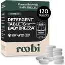 Roobi Detergent Tablets Compatible with Baby Brezza Bottle Washer Pro. Removes Milk Residue & Odor, Hypoallergenic Carbon Neutral Formula. 120 Count.