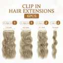 Clip in Hair Extensions for Women, 6PCS Long Wavy Curly Clip on Hair Extensions 20 Inch Dirty Blonde Mixed Gold Synthetic Hairpieces