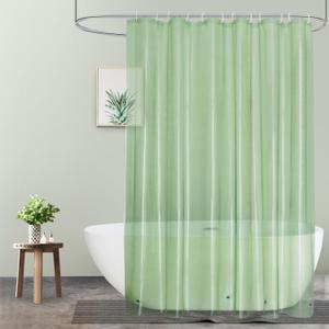 UFRIDAY Sage Green Clear Shower Curtain Liner, 72 x 78 inches, Long Plastic Bathroom Shower Curtain with Rustproof Metal Grommets and 5 Weighted Magnets