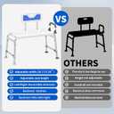 Heavy Duty Width Adjustable Bath Tub Transfer Shower Bench for Inside Tub Extended Shower Chair with Adjustable Height and Reversible Backrest Handicap Shower Chair Seat for Elderly and Disabled