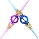 2 pcs Rotating Lightsaber Toy Set, 43 inches Long, with hit-Sensitive Sound Effects,Perfect for Rave Parties, Role-Playing, and Shows (Purple and Blue Dual Packs)