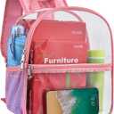 Paxiland Clear Backpack Stadium Approved 12126 with Reinforced and Wider Shoulder Straps, Small Clear Bag for Schools, Concerts, Work, Festivals and Sporting Events - Pink