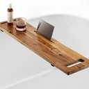 Tinamo Acacia Bathtub Caddy Tray Table | 39 x 9.75 x 2.5 Inch Large Bath Tub Tray Wooden | Anti-Tipping, Sustainable Tub Tray for Bathtub | Bathtub Accessories Holders for Bathtub (Acacia, 39x9.75)