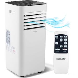 SereneLife SLPAC180W Portable Conditioner-3-in-1 Compact Standing Air Conditioner for Room Up to, Floor AC Unit with Remote Control, Universal Casters, Window Mount Kit (8000 BTU, White)