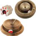 2 Pack Kitty Kurls Cat Scratcher, Magic Organ Cat Toy Scratching Board with Bell Balls, Reversible Corrugated Cardboard for Pet Claw Care