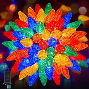 C9 Outdoor Christmas Lights, 72 FT 110 LED C9 String Lights, 8 Modes & Timer Connectable Waterproof for Christmas Tree light Indoor Outdoor Roofline Patio Outside Yard Holiday Xmas Decor, Multicolor