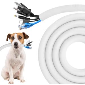 Secbolt Cord Protectors from Pets No Chew, 25ft - 1/2 inch Ultra Durable Cord Covers for Pets, Bite-Resistant Cable and Wire Protector for Cats, Dogs, Rabbits - White