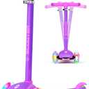 KORIMEFA Scooter for Kids Ages 3-8 with Light-Up Wheels & Deck, 3-Wheel Toddler Scooter with Adjustable Height, Anti-Slip Deck, Lean-to-Steer