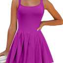 ANRABESS Women's Tennis Athletic Pleated Summer Mini Dress 2026 Golf Workout Build in Shorts Casual Romper Short Sundress Purple red Medium