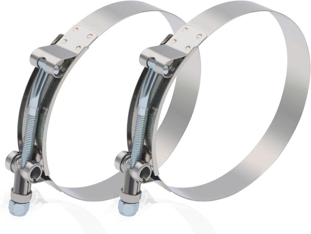 2PCS 4" T-Bolt Stainless Steel Hose Clamp with 108-116mm Working Range for 4" ID Hose Clamps (4" Clamp Range 4.25"-4.56" (108-116mm))