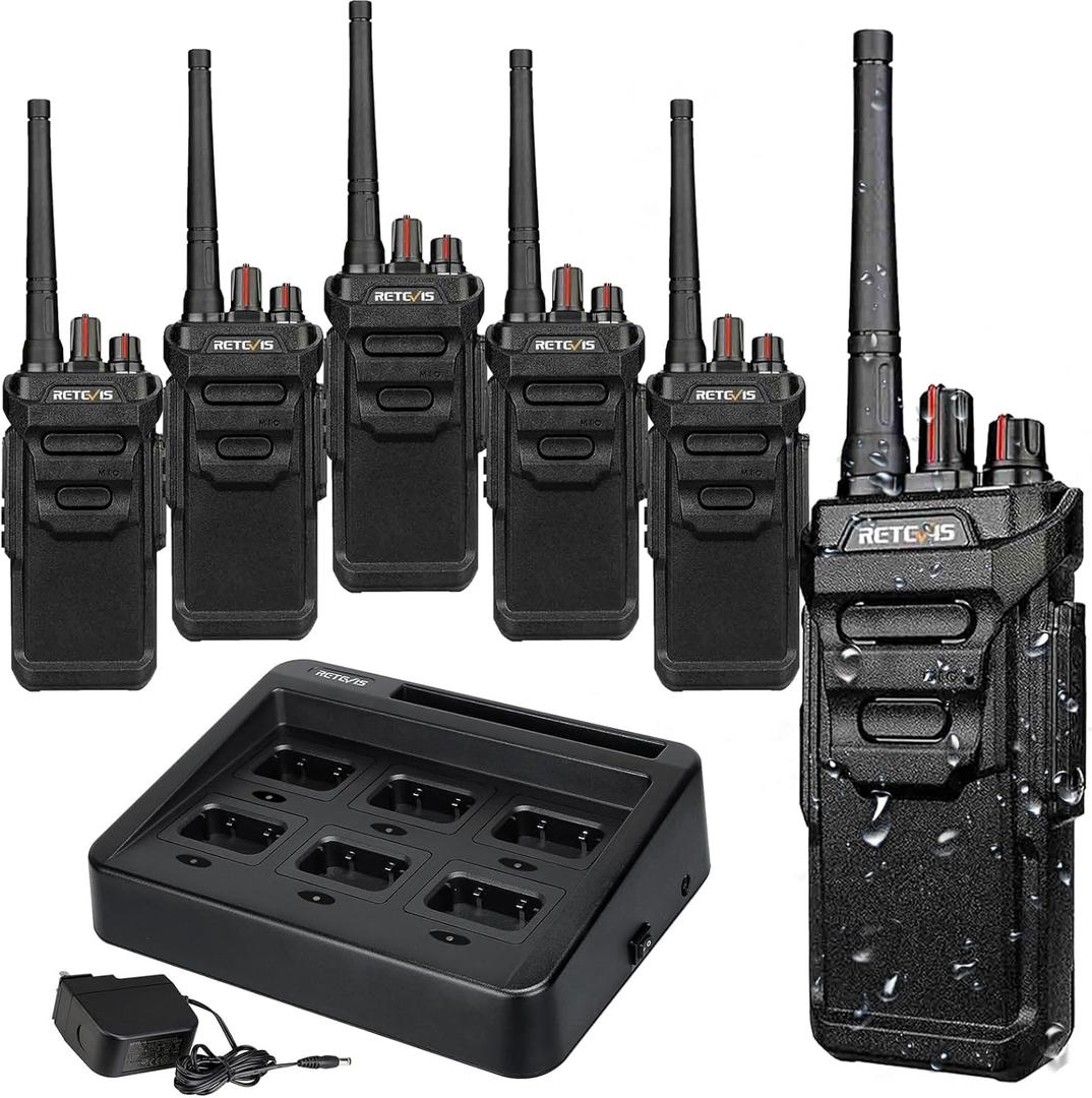 Retevis RT48 Waterproof Walkie Talkies,Heavy Duty Rugged 2 Way Radio,IP67 Dustproof,Waterproof up to 1m/30min,1200mAh Rechargeable Professional Two Way Radio,VOX,SOS,for Construction Business(6Pack)