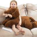 MorisMos 32 Inch Giant Chocolate Lab Stuffed Animal, Large Labrador Plush Puppy Pillow, Fluffy Big Labrador Stuffed Dog Plush Gifts for Kids, Girls, Boys