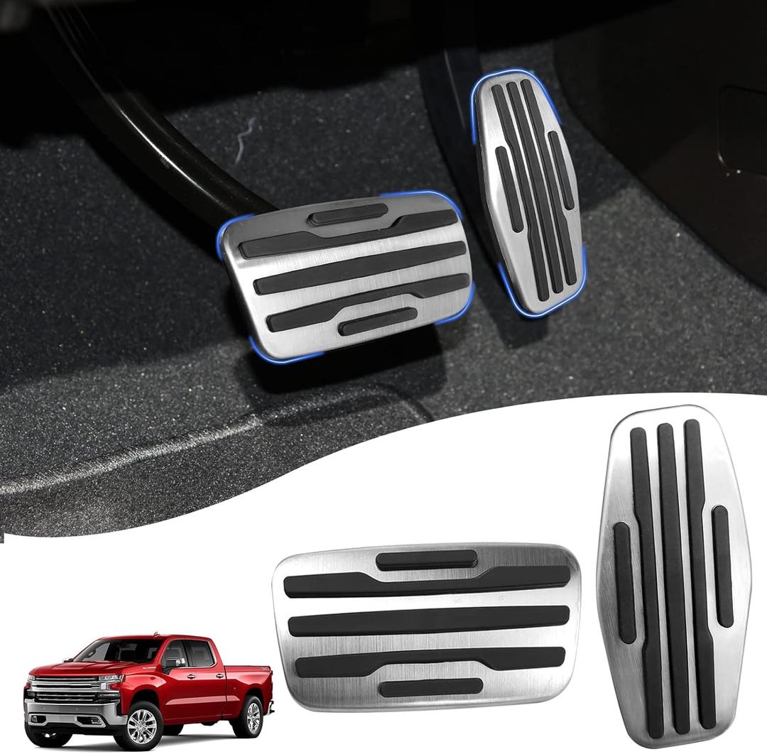 TTCR-II for Chevy Silverado 1500 Pedal Covers 2019-2025, Compatible with GMC Sierra Pedals 2019-2025, for Yukon Racing Pedal 2021-2024 Suburban and 2021-2024 Tahoe (Auto, 2Pcs)