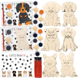 Dog Party Favors 24 Pcs Dog Themed Wooden Painting Craft Kits Dog Birthday Party Decorations Dog Party Supplies Return Gifts For Dog Goodie Bags Stuffers