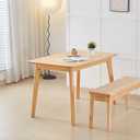 40" Wooden Dining Bench with Hand Woven Rattan Seat,Solid Wood Bench for Entryway,Living Room,Kitchen and BedroomNature Wood18" H