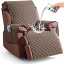 KinCam 100% Waterproof Recliner Chair Cover, Reclining Couch Covers for Pets, Dogs, Recliner Couch Slipcover Furniture Protector with Elastic Straps for Kids(23.6", Brown)