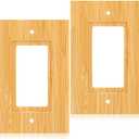2PC Solid Wood Outlet Covers Light Switch Plate 4.8" X 3.14" Bamboo Switch Plates And Outlet Covers Light Switch Cover Single Rocker Decorative Quality Raw Wooden Wall Plate