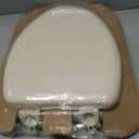 Mayfair Padded Toilet Seat, Cushioned Soft Vinyl over Wood Core Seat, Secure Hinges, Easy Clean, Made in USA, Elongated, Bone