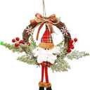 Christmas Ornaments Clearance - Gnome Grapevine Wreath Ornament, Plaid Santa Gnome Hanging Decor with Red Berries & Snowflakes, Festive Xmas Tree & Home Party Decoration
