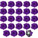 Batiyeer 24 Pcs Flower Hair Clips Rose Brooch Floral Hairpins 2.8" Flowers Hair Clips Headpieces Accessories for Flamenco Dancer Women Bridal Bridesmaid Wedding Halloween Christmas Party(Purple)