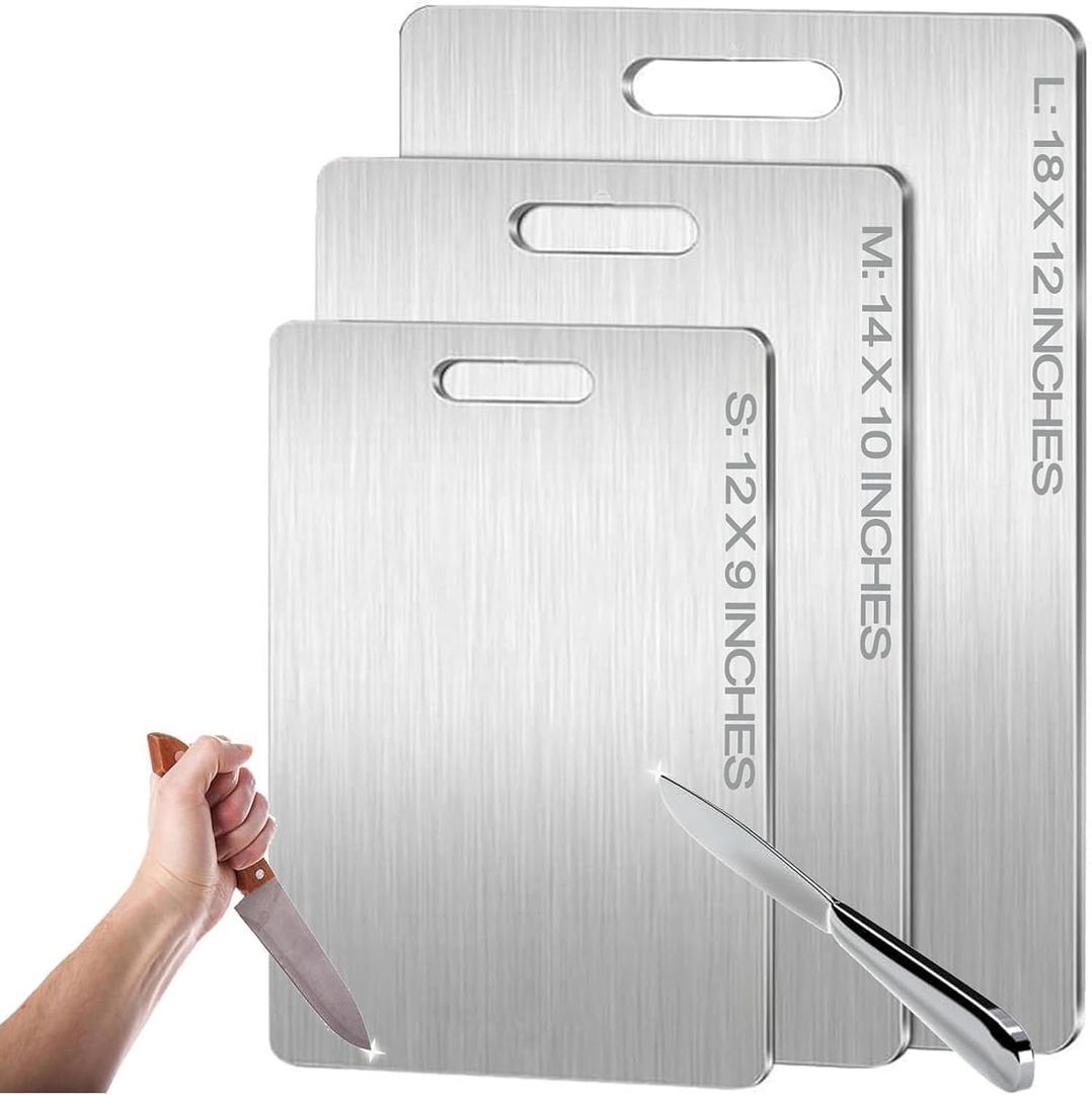 Titanium Cutting Board - 2025 New Upgrade 100% Pure Titanium Cutting Boards for Kitchen Double Sided Titanware Cutting Board,Hygiene Durable Dishwasher Safe Chopping Board,1PC (12"L x 9"W)