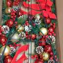 Crowye 4 Pcs Christmas Memorial Cemetery Wreath Set Includes 2 Pcs 20in Christmas Wreath 2 Pcs 30in Easel Stand Holiday Outside Yard Wreath Decoration for Outdoor Gravestone Headstone(Classic)