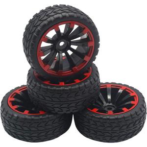 4Pack ShareGoo OD 2.55" 12mm Hex Wheel Rims & Rubber Tires Set Compatible with HSP Redcat HPI Tamiya 1/10 RC On-Road Touring Drift Car