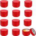 MECCANIXITY 3oz Candle Tins, 12pcs Metal Candle Tins Jars with Lids Round Empty Tin Can Containers Bulk for Storage Tea and Making DIY Arts Crafts Christmas Gifts, Red