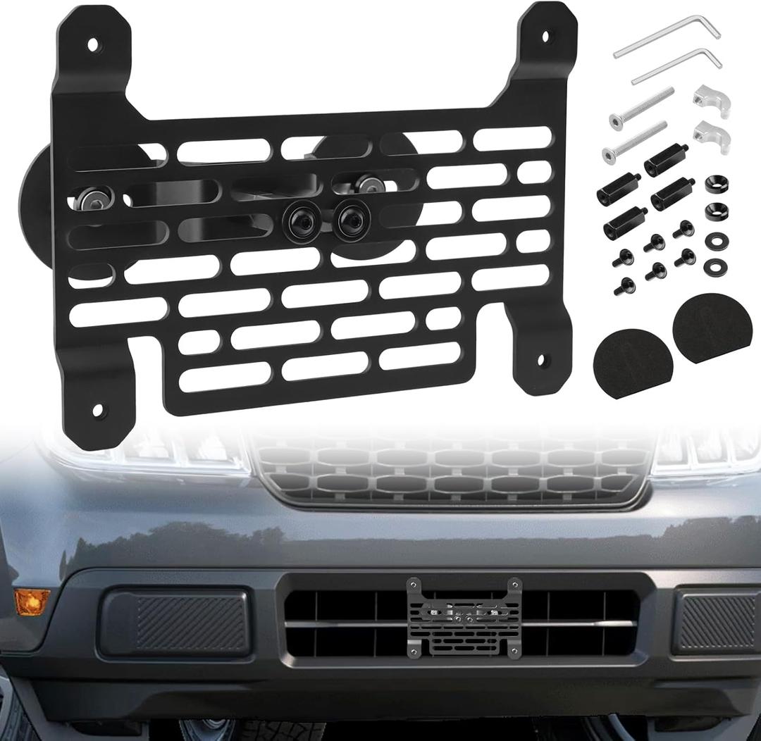 License Plate Frames for Maverick 2022-2025, No Drill Front License Plate Bracket Holder Compatible with Ford Maverick 2022-2025 (Black) | Fits Most of Vehicle Front Grille