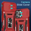 DEERLAMN Case for iPhone 16 Pro with Slide Camera Cover+Screen Protector(2 Packs), Rotated Ring Kickstand Military Grade Shockproof Protective Cover-Red