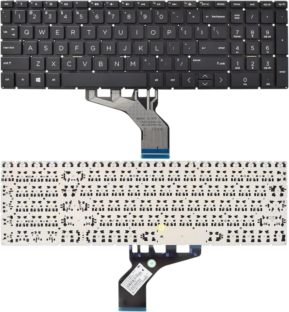 Replacement Keyboard Compatible with HP 250 G7 255 G7 15-DA 15-DB 15-DK 15-DR 15-DW 15-DU 15S-DU 15-DY 15s-DY 15s-EQ 15-EF 15s-FQ 15-GW 17-CA.Home 17-by Black US Layout (No backit)