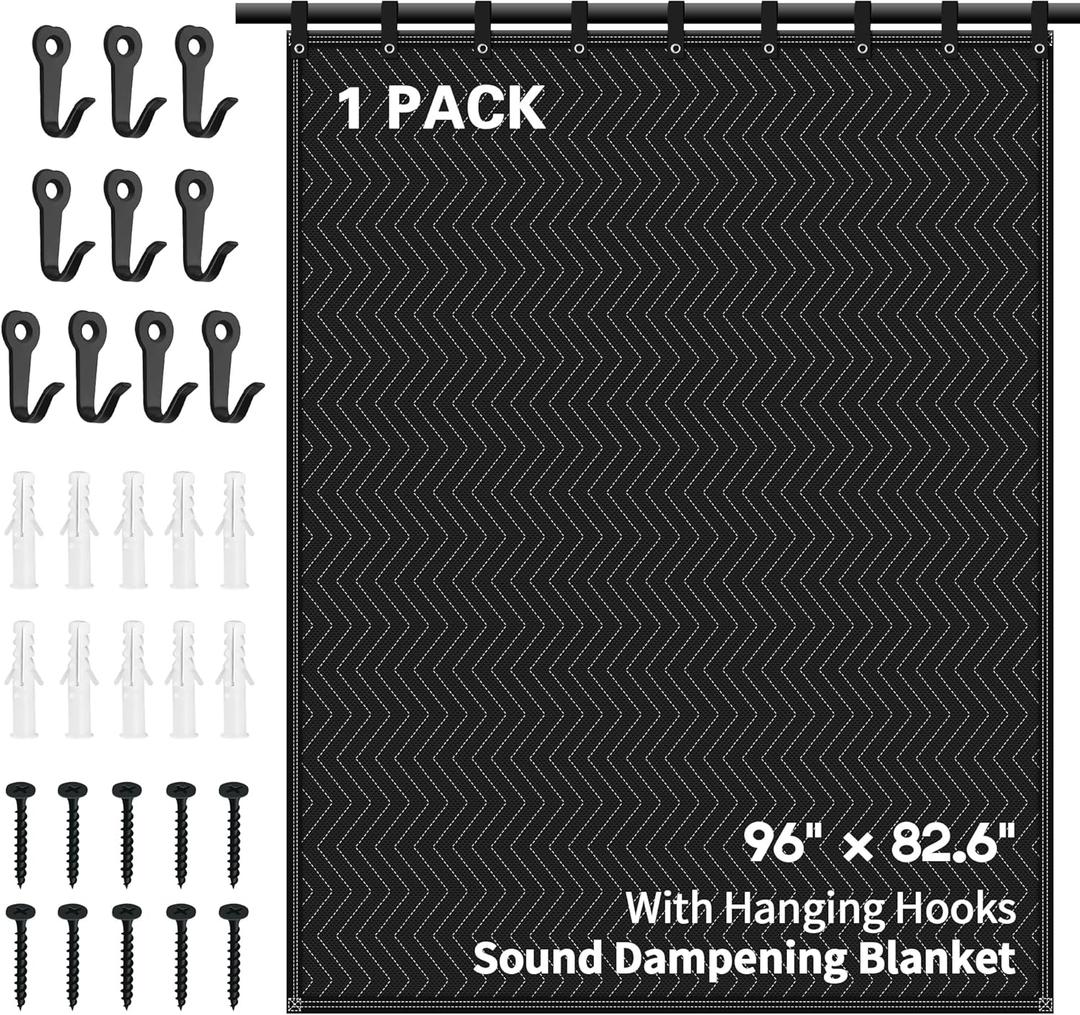 Large Sound Dampening Blanket,96" x 80" Sound Absorbing Studio Blanket,Noise Cancelling Studio Acoustic Blanket Curtain/Light Blocker/Moving Blanket (1 PACK)