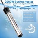 2000W Immersion Water Heater, Portable Water Heater Electric with 304 S S Guard & LCD Thermometer, Submersible Bucket Heater Heat 5 Gallons of Water in Minutes for Home Bathtub Basin