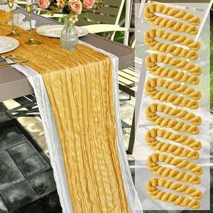 4 Pack Gold Cheesecloth Table Runner 22 x 108 inch Gauze Cheese Cloth Table Runner Bulk for Rustic Wedding Baby Shower Birthday Party Boho Table Decor