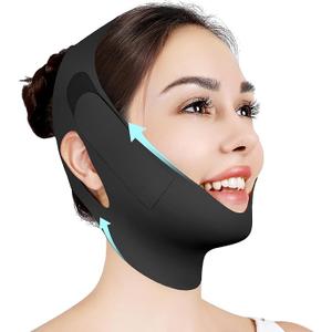 Chin Strap for Sleeping, Adjustable Chin Strap, Jaw Strap, Jawline Shaper, V Line Lifting Mask, Black, M
