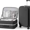 mixi 24 Inch Carry On Luggage 22x14x9 Airline Approved PC Hard Shell Suitcase Top Opening Aluminum Frame Travel Suitcases with Wheels, Blcak