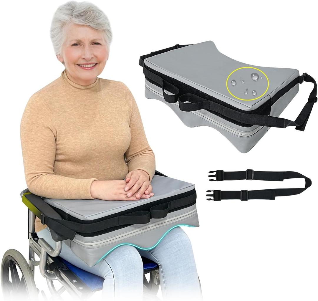 Wheelchair Lap Tray Cushion Wheelchair Lap Buddy for Seniors Removable Tray Table Dementia Patient Safety Positioning Prevents Forward Sliding Anti Fall Arm Support Lap Desk Reading Pillow (Gray)