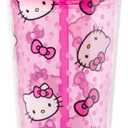 Silver Buffalo Sanrio Hello Kitty Plastic Cold Cup with Lid and Straw Topper, 24 Ounces