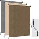 HOMEDEMO Outdoor Roller Shades for Patio, 8'W x 8' H Roll up Shade for Outside, Sun Roller Shade Cloth Roll Blinds Cordless Waterproof for Porch Gazebo Pergola Balcony Backyard Mocha, 96"W x 96"H