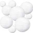 BEISHIDA 7 Pcs White Paper Lanterns Decorative Chinese/Japanese Hanging Round Paper Lanterns Lamp for Birthday, Wedding, Christmas, Bridal, Home Decor, Party Decoration(Size of 4”, 6”, 8”, 10”)