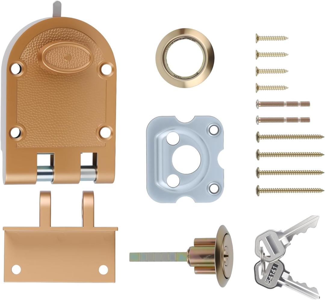 Heavy Duty Safety Double Cylinder Locking,Jimmy-Resistant Design Prohibits Forced Entry by Spreading of Door Frames,Gold