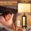 26" Modern Table Lamp with USB A+C Charging Ports & AC Outlet, Industrial Beside Contemporary Lamp Glass LED Night Light for Living Room Bedroom Nightstand End Table Single Black(2 Bulbs Included)
