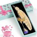 SET OF 3, Bookmark Christmas Stocking Stuffers for Women: Teacher Gifts for Readers Book Lovers Metal Feather Bookmarks for Teens Coworker, Butterfly Book Mark Unique Birthday Reading Gift for Mom Friend Sister